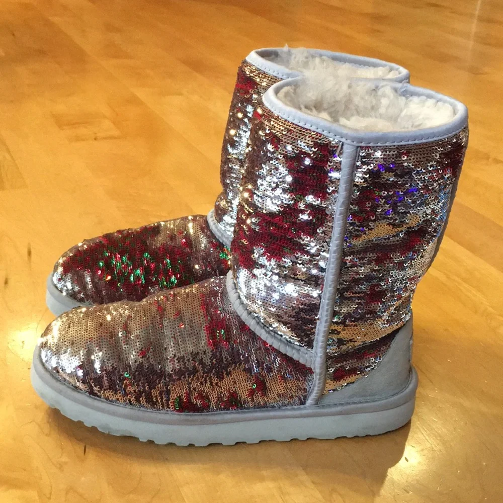UGG | Short Boots With Flip Sequins & Genuine Sheepskin Lining